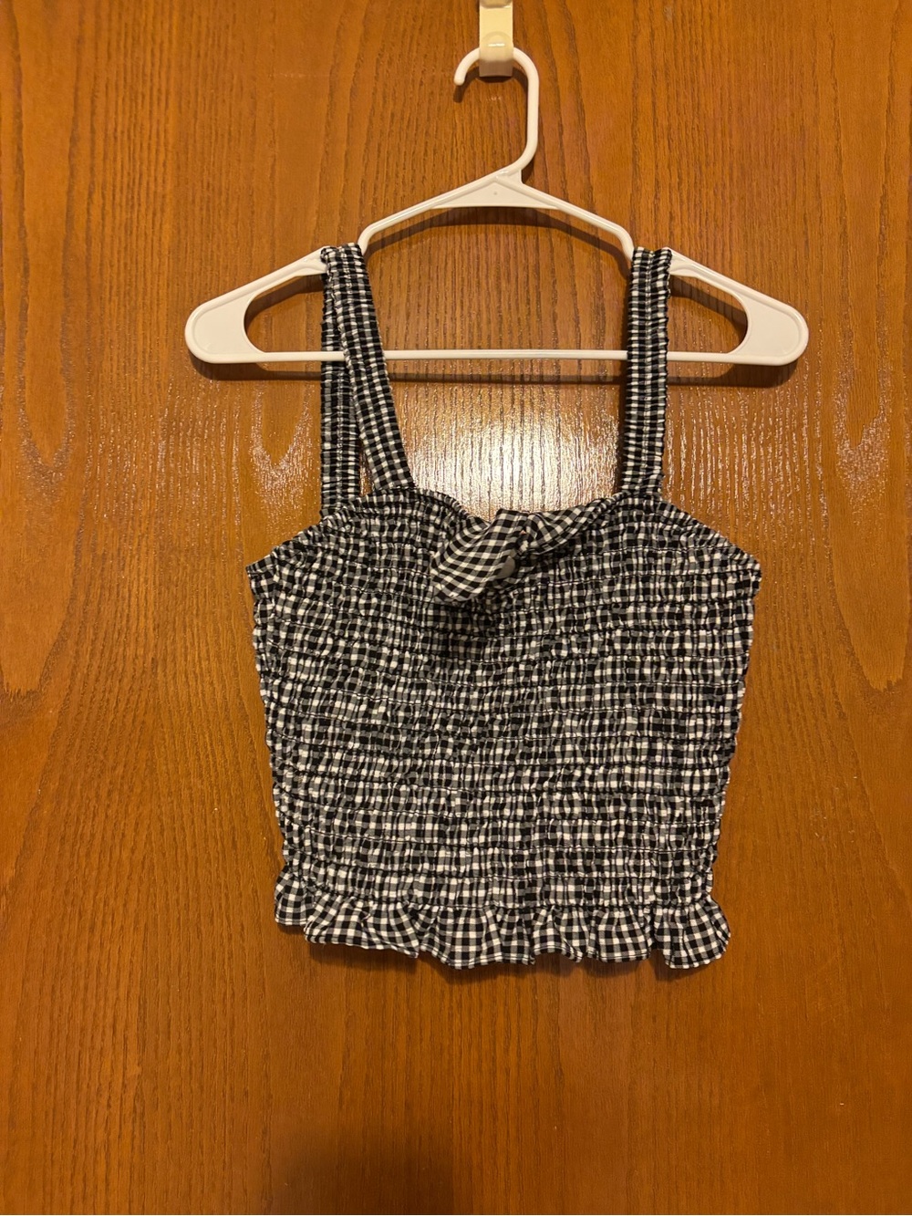 Sienna Sky Black & White Gingham Smocked Crop Top